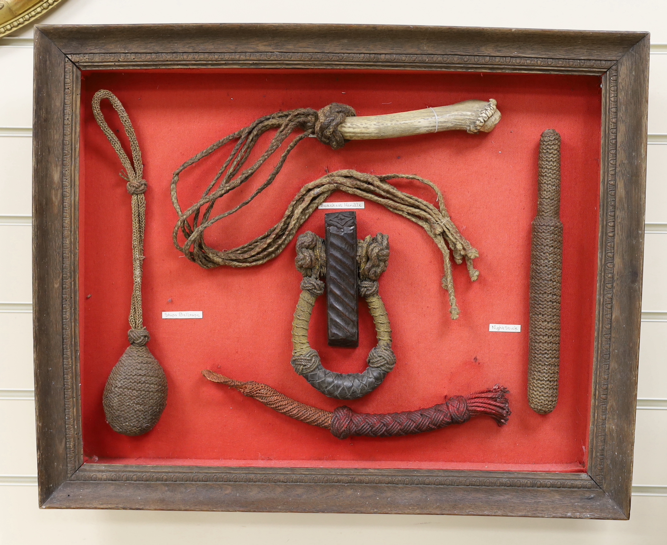 A folk art Shadow-box comprising sailor made paraphernalia